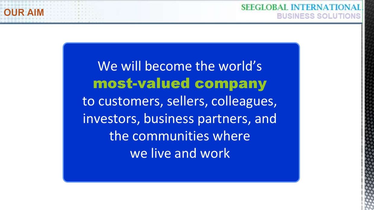 SEEGLOBAL INTERNATIONAL – Striving for Perfection